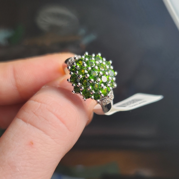 Green chrome diopside cluster ring - Picture 4 of 10